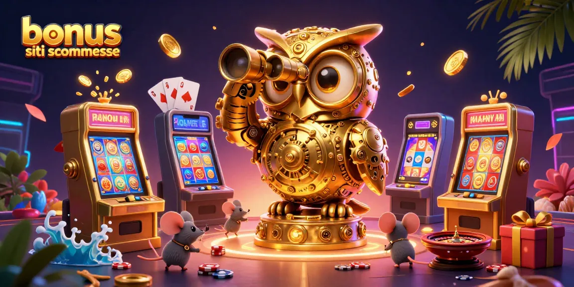 Vivi i bonus siti scommesse mentre il gufo azionato a orologeria osserva la frenesia del casinò.