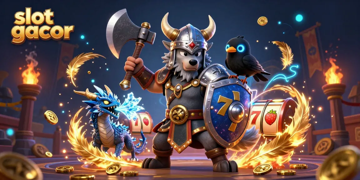 Engage with the thrilling slot gacor adventure featuring a Viking wolf warrior, icy dragon, and mystical elements.