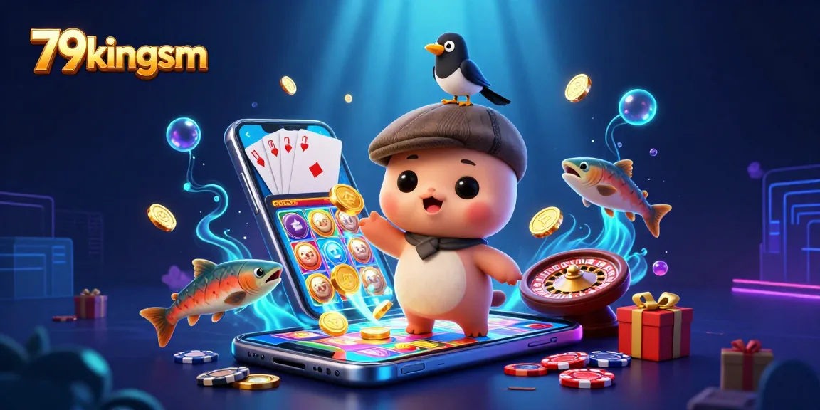 Engage with the thrilling world of 79kingsm featuring cartoon Nessie, gold coins, and vibrant slot games.
