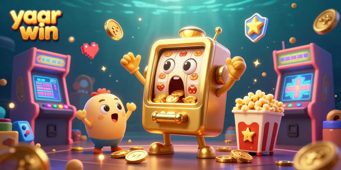 yaar win rewards players with a celebratory scene of a golden slot machine jackpot bursting with coins.