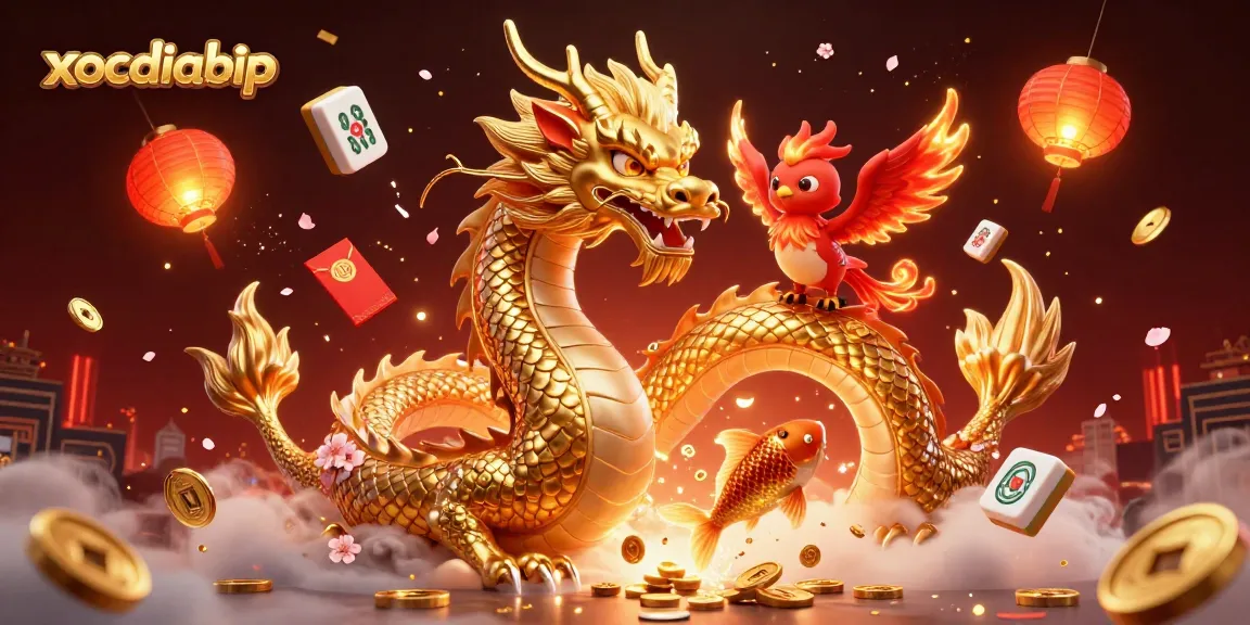 Experience thrilling xocdiabip action with golden dragon and phoenix amid vibrant casino elements.
