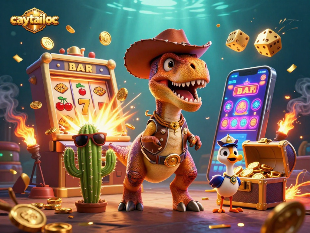 Experience the thrilling jackpot excitement with caytailoc's vibrant casino scene featuring dynamic slot elements.