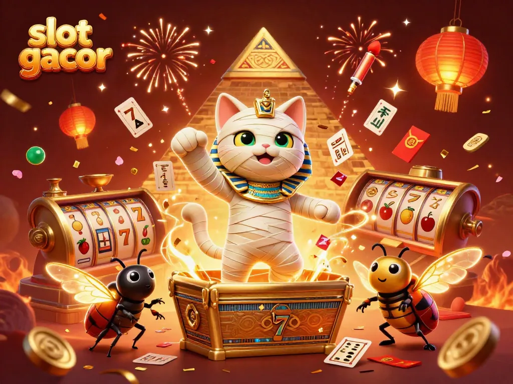 Experience the thrill of slot gacor with our vibrant Egyptian mummy casino illustration.