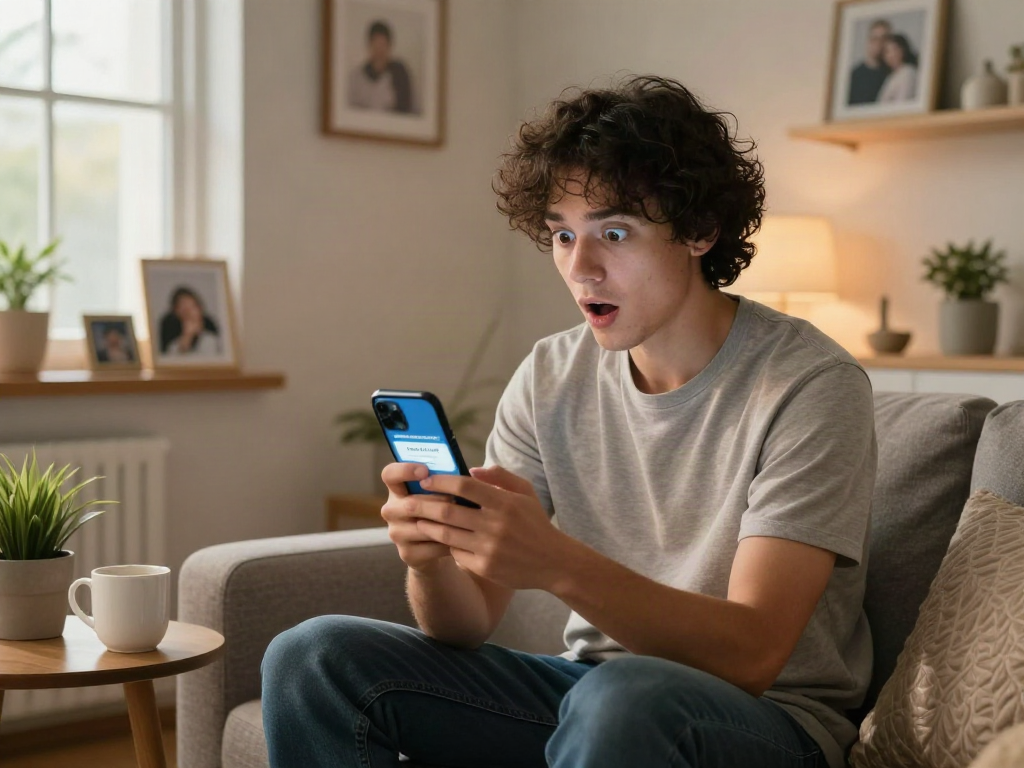 Discover how old do I look with a facial age estimation app in a cozy living room.