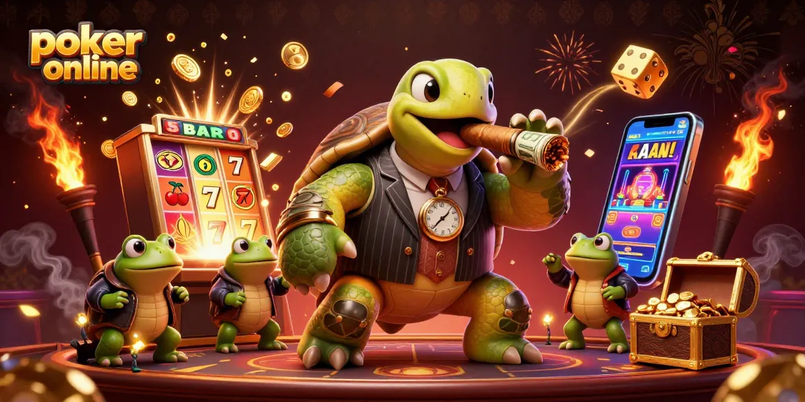 Jouez au poker en ligne avec des personnages extravagants et des éléments de casino brillants.