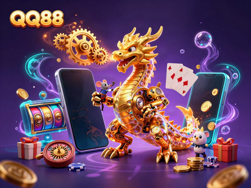 Queue up for thrilling adventures with QQ88, a vibrant casino world showcasing rich gaming action and mesmerizing details.