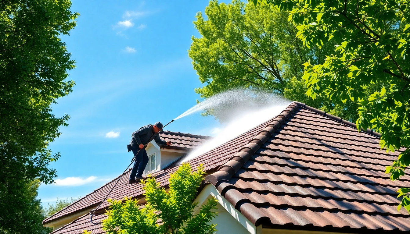 Efficient roof cleaning service rejuvenating a home's appearance with eco-friendly methods.