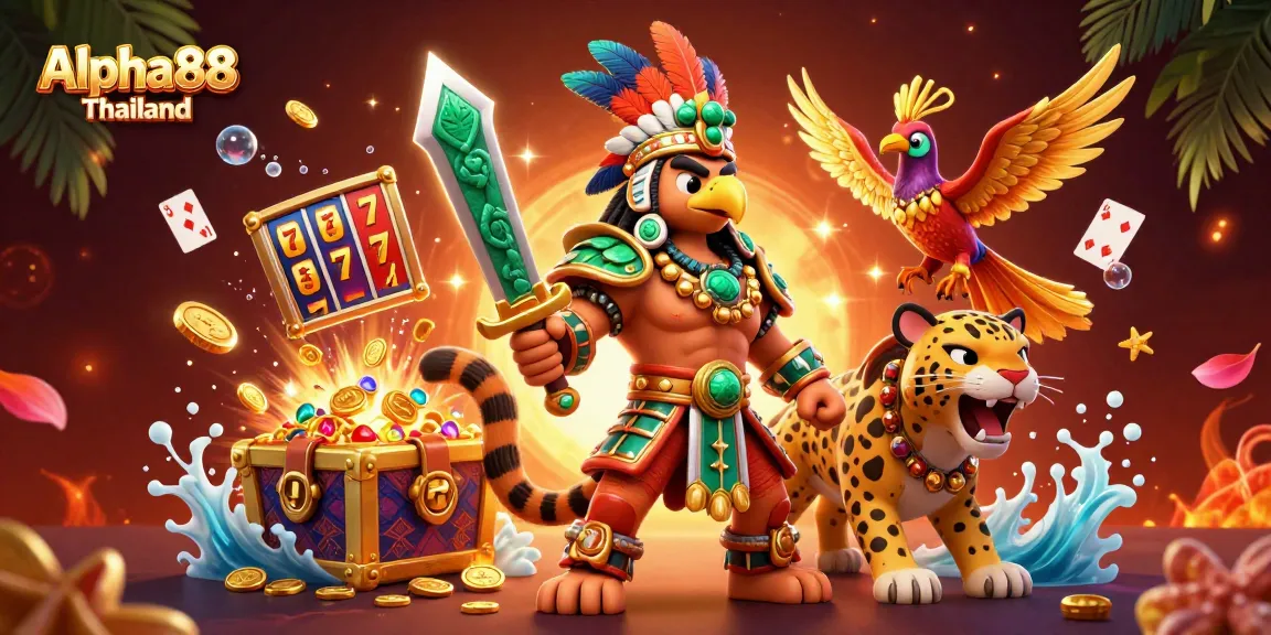 Experience the excitement of Alpha88 Thailand promotions with vibrant gaming elements and rich detail.