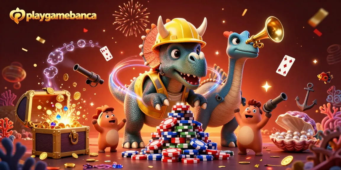 Celebrate winning moments at playgamebanca with vibrant casino creatures and treasures.
