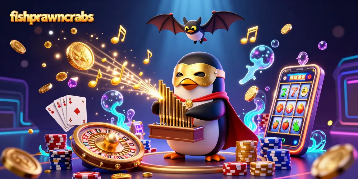 Spin the action with fishprawncrabs: a colorful casino scene filled with coins, cards, and excitement!
