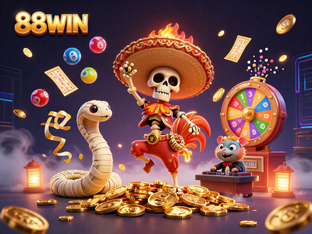 Experience thrilling gameplay with 88WIN's colorful characters and vibrant casino elements.