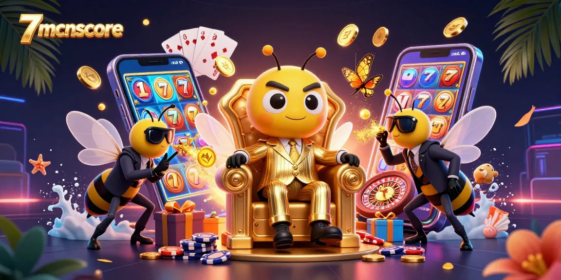Experience the thrill of 7mcnscore with a lively casino scene featuring a mob boss and exciting games.