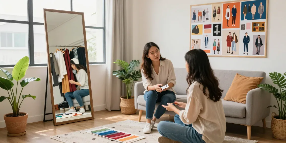 Consulenza d'immagine Milano, consulente e cliente in un ambiente accogliente mentre discutono di stile e abbigliamento.