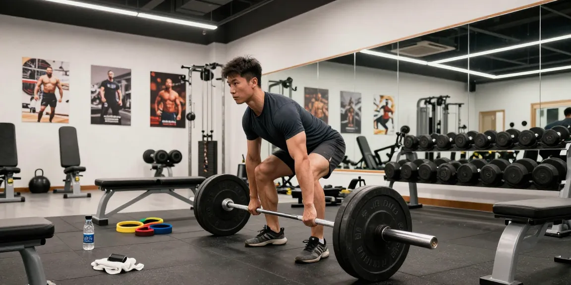 Bodybuilder lifting weights at the Steroid Shop gym for muscle growth