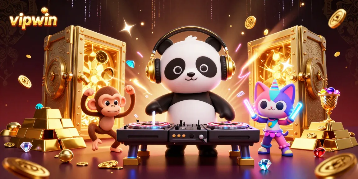 Experience thrilling gameplay at vipwin with 3D cartoon characters in a vibrant casino atmosphere.