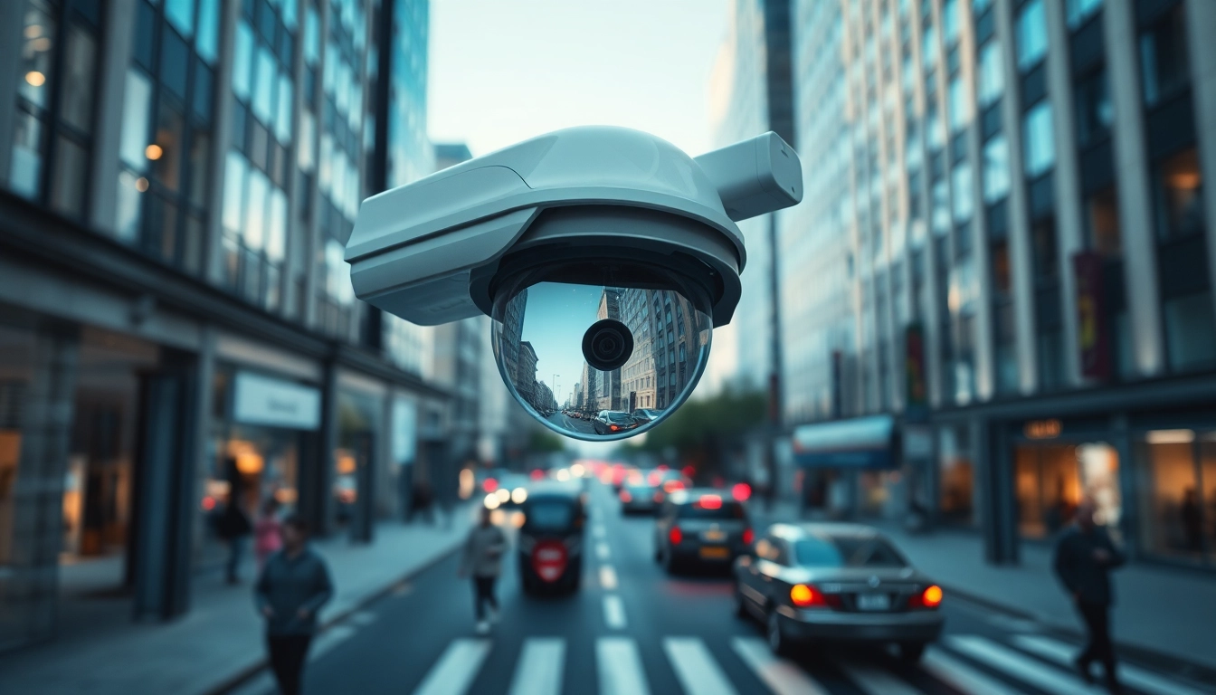 Capture of computer vision for CCTV technology in urban security systems, highlighting AI integration.
