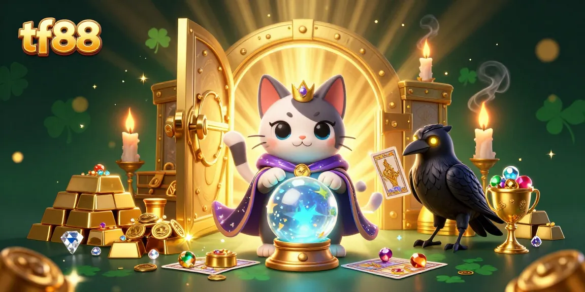 Join the excitement at tf88 with vibrant casino-themed characters and treasure elements.