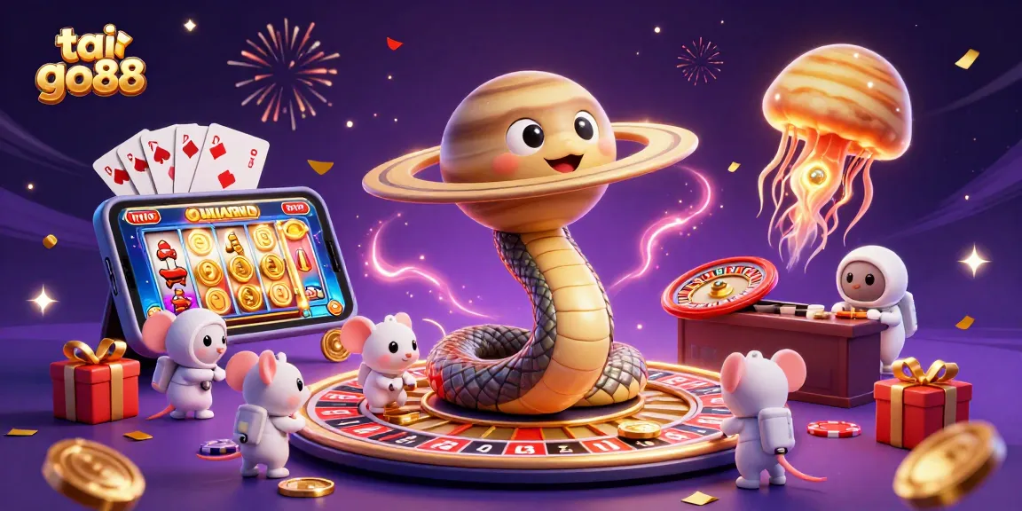 Experience thrill at tai go88 with vibrant gaming elements and cosmic characters in action.