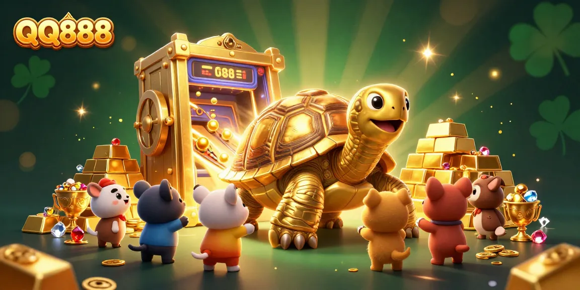 Experience thrilling games with QQ888 at this vibrant and dynamic casino illustration.