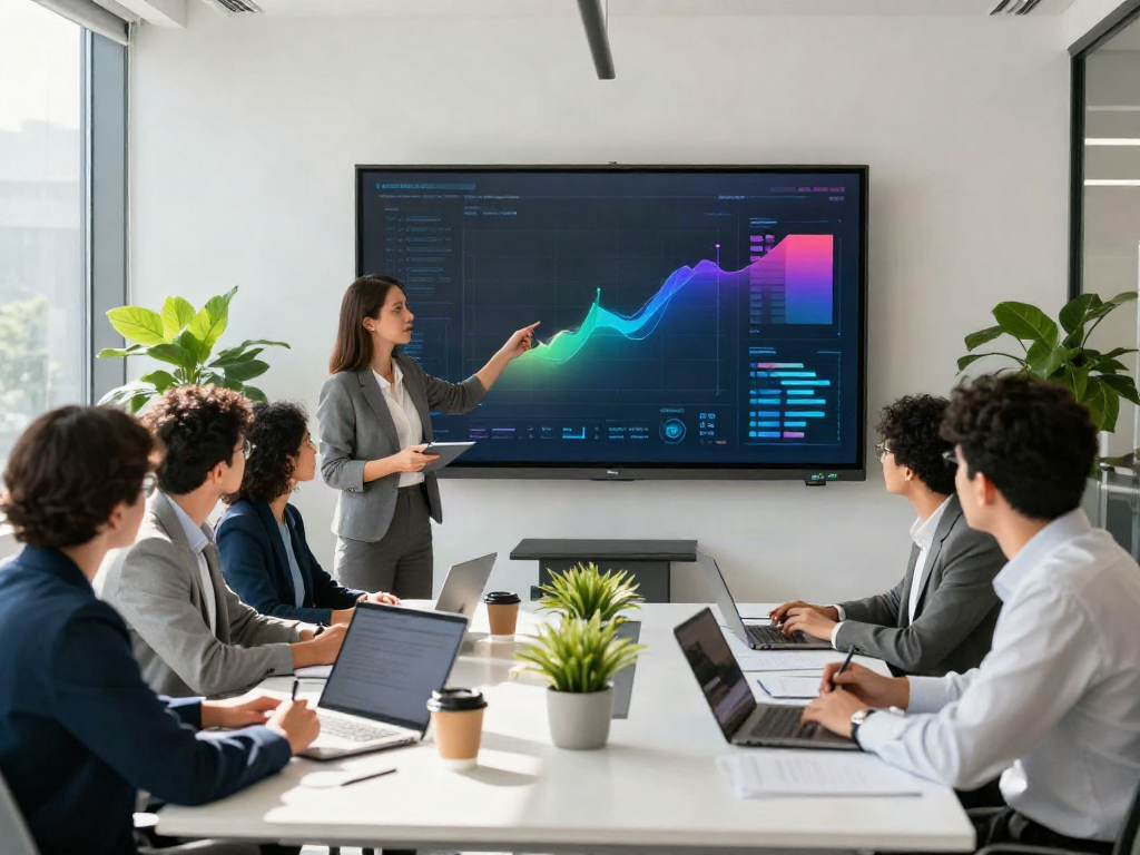 Collaborative team discussion about his innovative business strategies in a modern office.