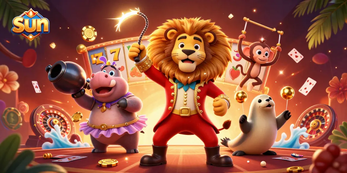 Experience thrilling slots with sun-themed elements in a dynamic 3D casino illustration.