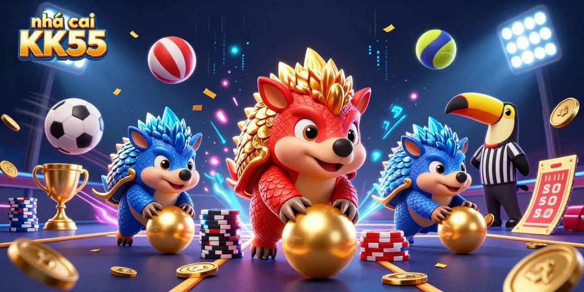 Engage with the competitive spirit at nhà cái KK55 through interactive casino games featuring dynamic pangolin characters.